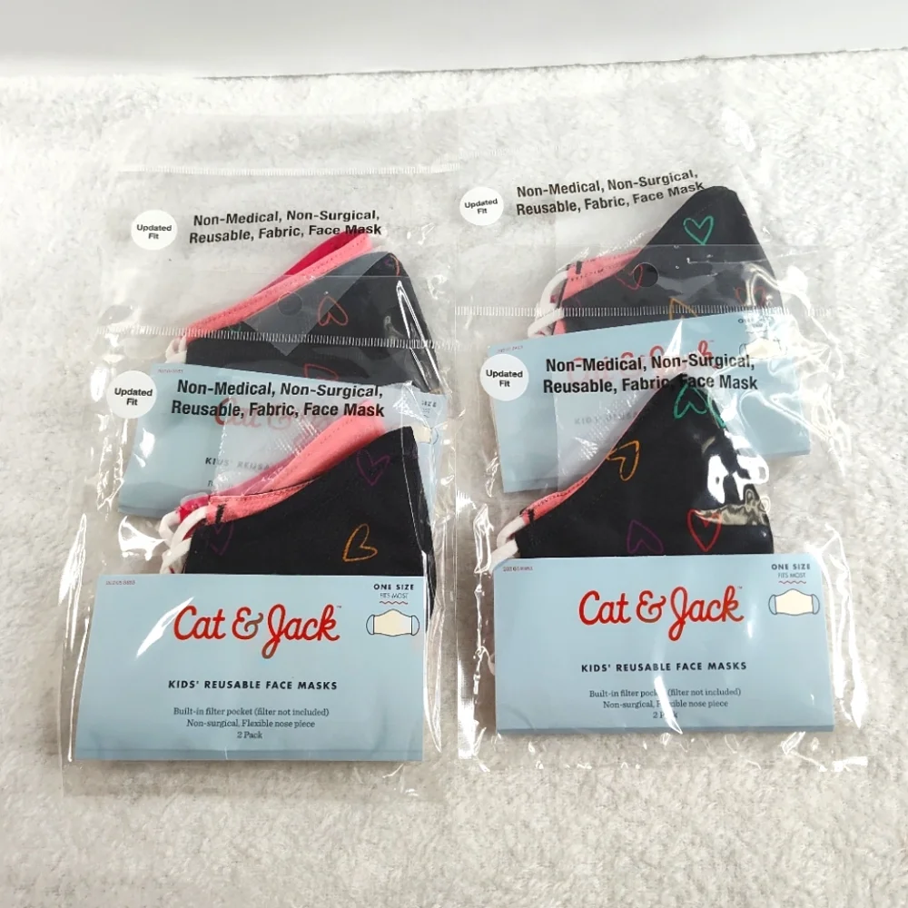 Cat & Jack Reusable Face Masks - Black and Pink 4 Packs